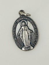 Religious Pendant Silver Virgin Mary Catholic Prayer Medal 22mm