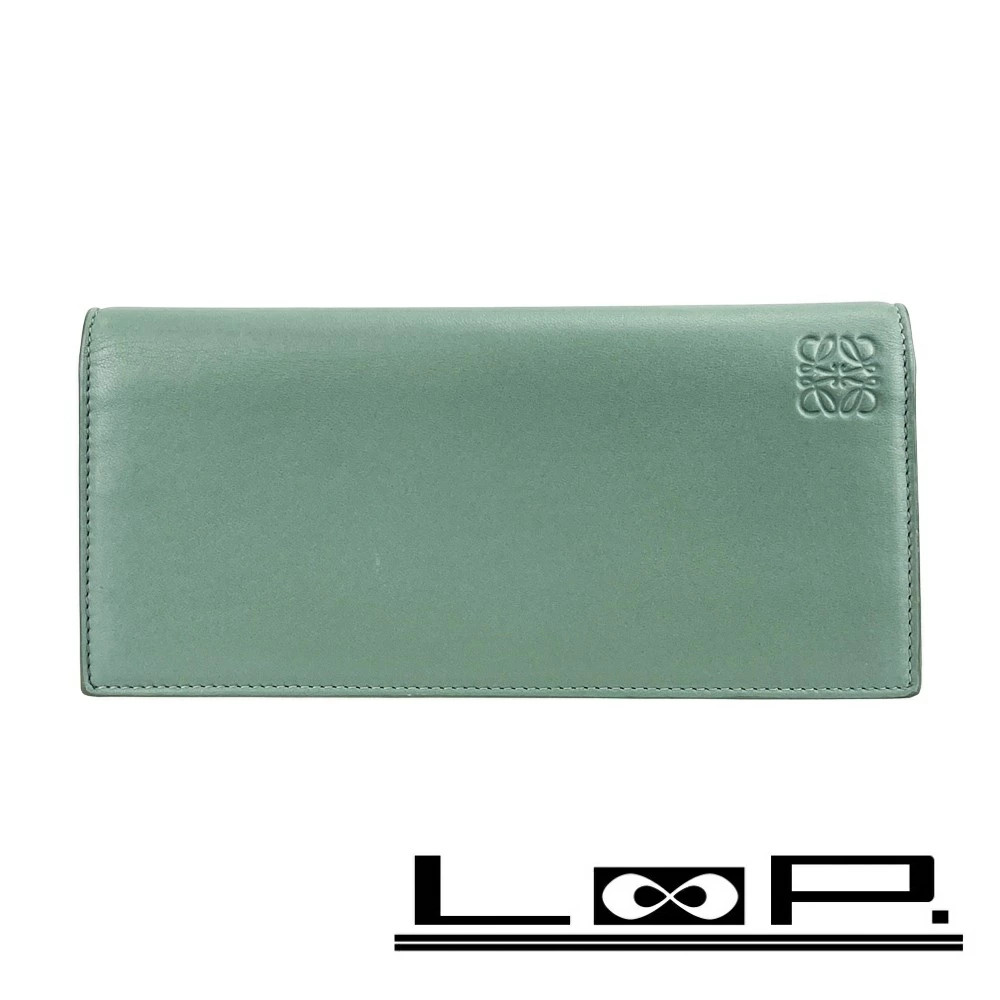 LOEWE BiFold Wallet Long Leather Light Blue Navy