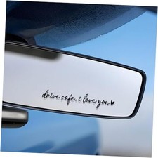 Drive Safe, I Love You Mirror Decal, Rear View Mirror Sticker with Heart, Black