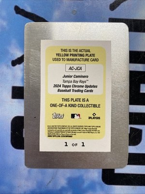 2024 Topps Chrome Update Junior Caminero Yellow Printing Plate