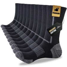 Men's Cotton Crew Work Socks, 5 Pairs Cushioned Boot Socks, Moisture Wicking ...