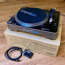 BOXED STANTON T.62 DIRECT DRIVE TURNTABLE + PRE AMP GOLD PHONOS SPARE HEAD & MAT
