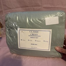 USA Classic Crest Solid Percale Twin Sheet Set NIP