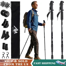 2X Telescopic Trekking Poles Nordic Hiking Walking Sticks Collapsible Alpenstock