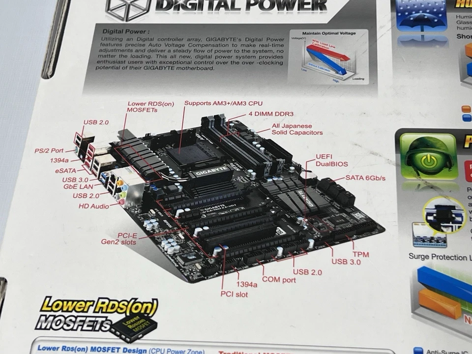 Gigabyte GA-990FXA-UD3 AM3+ Socket DDR3 Motherboard FX Series - Image 4 of 4