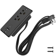 20W Recessed Power Strip Flat Plug, Desk Outlet with USB, 6FT 20W USB-C Ports