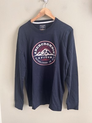 NWOT Abercrombie & Fitch Shirt Mens L Blue 1892 Logo Authentic Y2K Embroidered