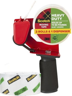 Scotch Heavy Duty Moving Tape, Clear, 2 Rolls w/ Dispenser, 1.88''x54.6yd