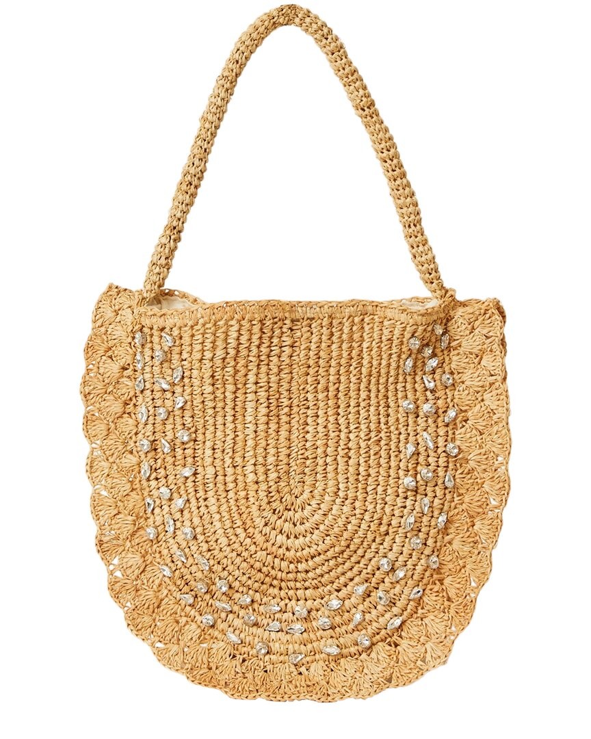 Btb Los Angeles Bardo Crystal Straw Hobo Bag Women's Brown Ats