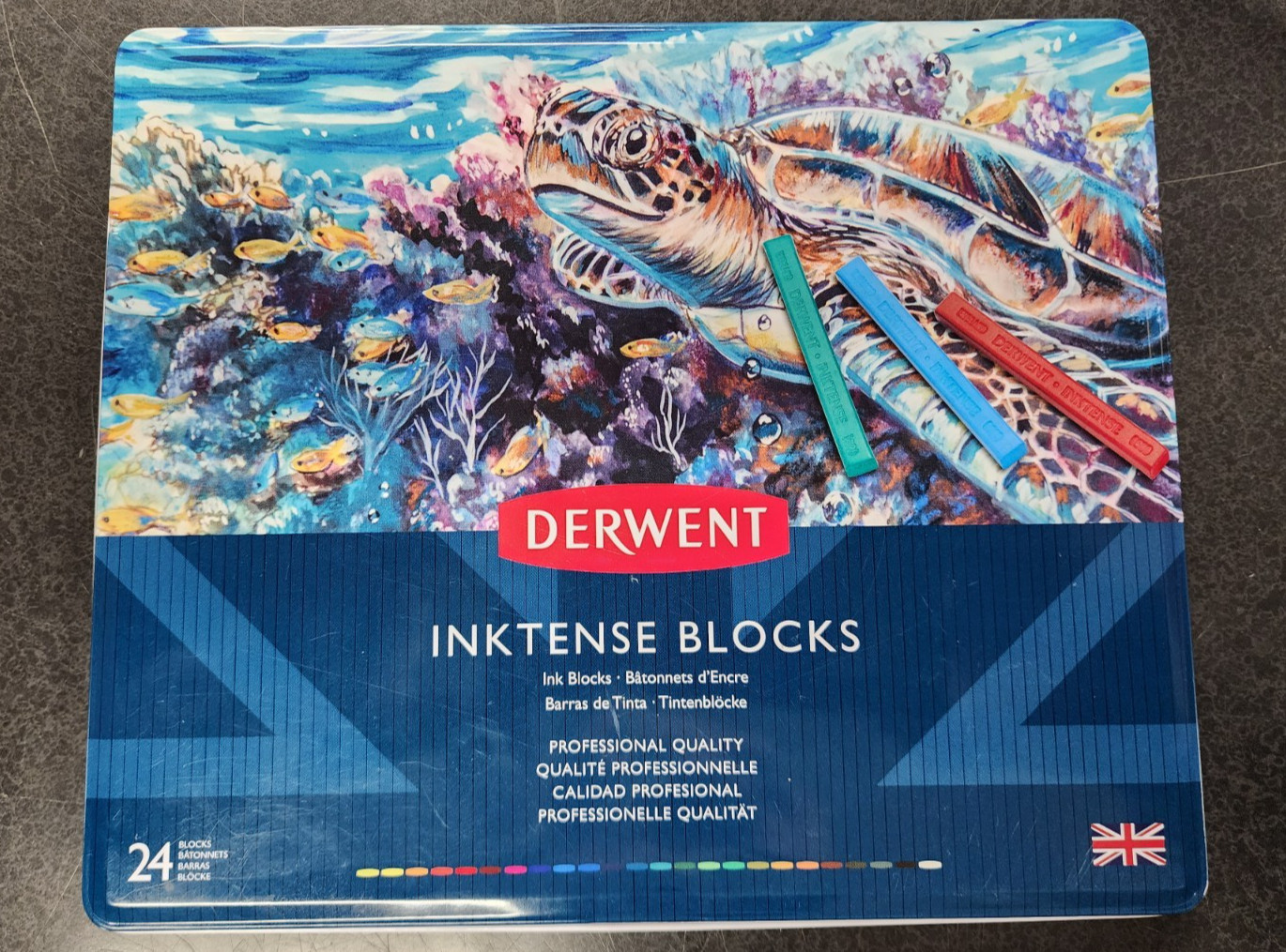 *NEW* Derwent Inktense Blocks 24 Tin Set Assorted Colour Wat