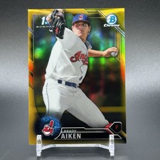 Brady Aiken 2016 Bowman Chrome 1st Gold Refractor #'d /50 - Indians RC