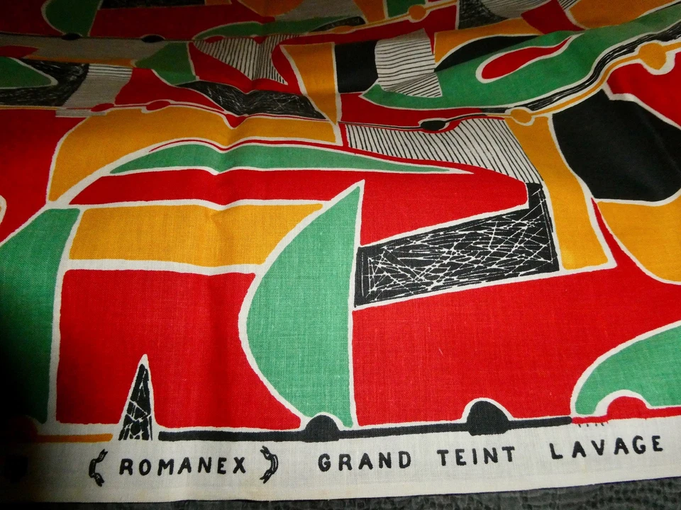 TISSUS BOUSSAC ROMANEX GRAND TEINT ANNÉES 60 RIDEAUX COUSSINS 60'S - Photo 4/4