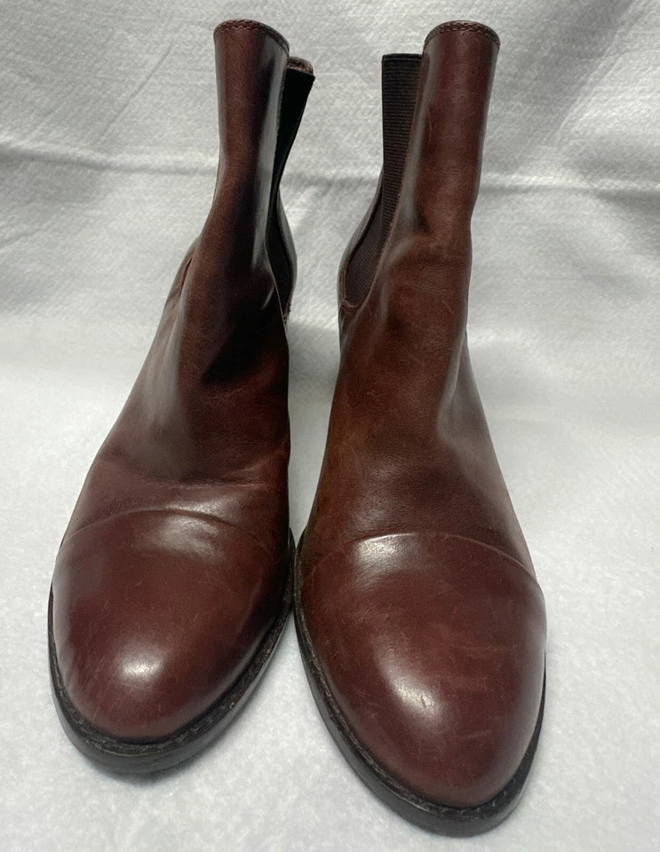 Женские черные сапоги Saks Fifth Avenue 8,5 цвет коричневый кожа челси на каблуке лодыжке бу - Изображение 3 из 4