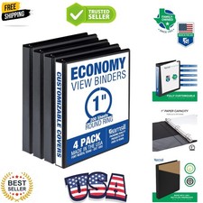 1 Inch 3 Ring Binders, , Economy Round Ring, Clear View Cover, 200 Sheet Capa...