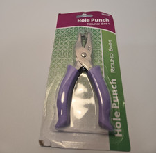 Hole Punch 6MM Round One Paper Punch, Purple Grip - New