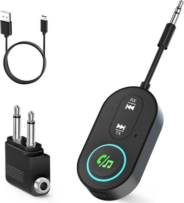 Bluetooth 5.3 Transmitter Receiver, Dual Connection Airplane Bluetooth Adapter,