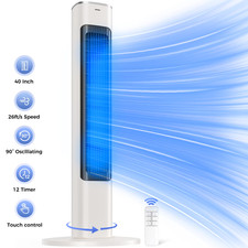 Tower Fan, 40" Electric Fan for Bedroom, 90 Oscillating Stand Fan with Remote