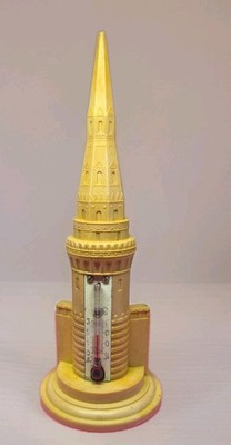 Soviet antique thermometer Spasskaya Tower of Moscow USSR metal, Kremlin 50-s