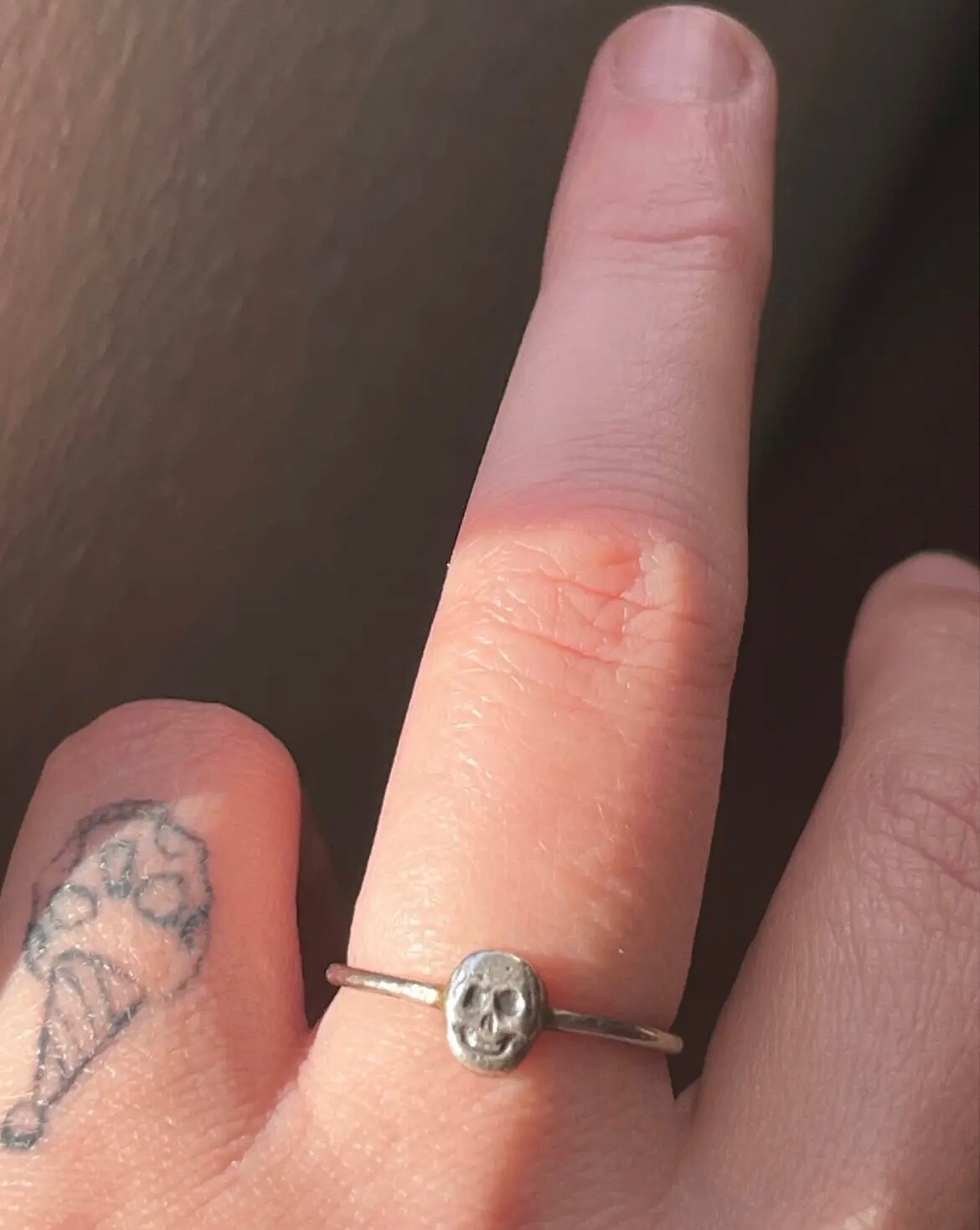 Silver Toned Skeleton Skull Mini Stackable Ring - image 2