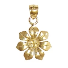 New 14k Yellow Gold Daisy Flower Pendant