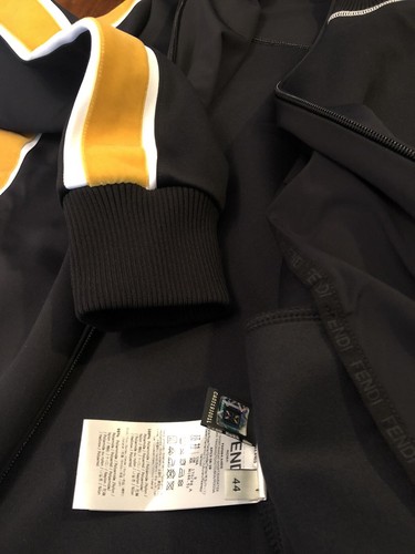 FENDI Roma printed velvet-trimmed stretch-ponte jacket Apres Ski Black Size IT42 - Picture 6 of 12