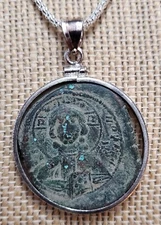 Roman Empire Byzantine Jesus Christ Portrait Coin 925 Silver Necklace with COA 