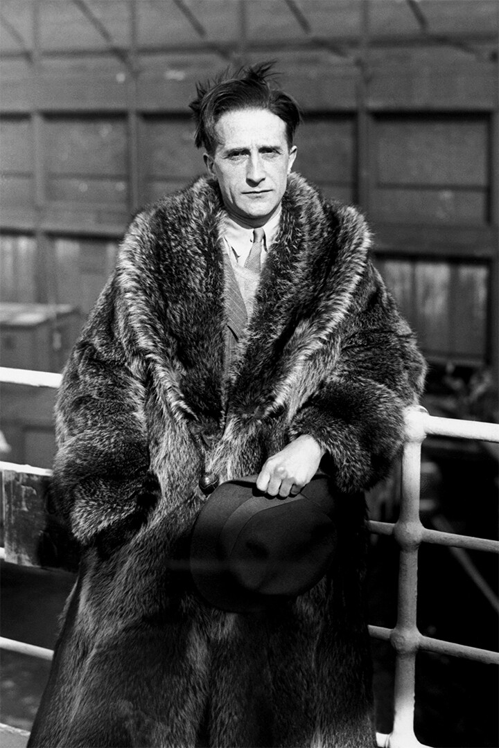 Artist Marcel Duchamp Wearing Fur Coat Wall Art Home Decor