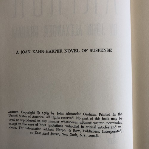 Arthur by John Alexander Graham Harper and Row Book Club Edition Hardcover 1969  - Picture 5 of 6