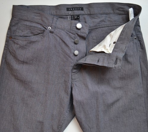Pantalone stile jeans leggero Theory slim gamba dritta nuovo con etichetta - Foto 3 di 12