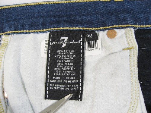 NUEVOS 7 FOR ALL MANKIND Roxanne Pantalones de mezclilla ajustados al tobillo con dobladillo cortado talla 30 MEDBLBRDWY - Imagen 11 de 12