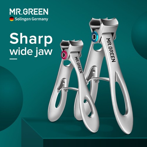 MR GREEN Wide Curved Nail Clippers Thick Toenails Large Small German Stainless - Picture 3 of 14