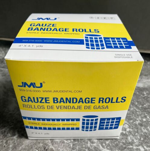 Lot of 6 JMU Gauze Rolls 24-packs Sterile 4" X 4.1 Yds Mummy Wrap Bandage w/TAPE - Picture 9 of 14