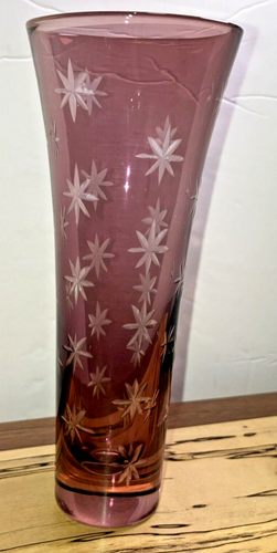 Amethyst Purple Etched Star Burst 6.25" Bella Festiva Flute Glasssware - Picture 2 of 6