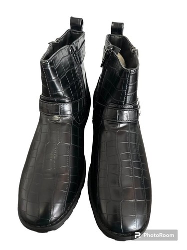 Tinstree lässiger Damen-Bootie rund geschnitten niedriger Absatz seitlicher Reißverschluss & Schnallenriemen 9 - Bild 2 von 9