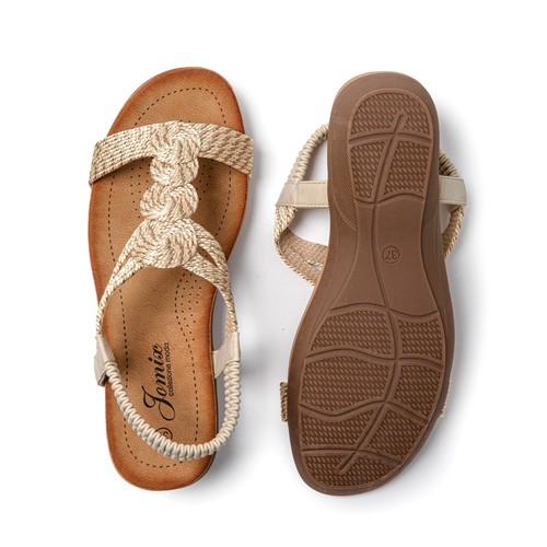 JOMIX Damen Sandalen Sommer Elegant Flach Bequem Sandalen - Bild 15 von 24