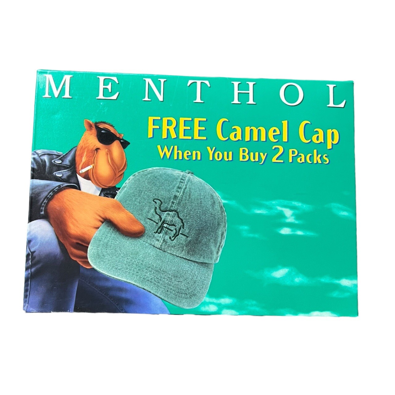 Vintage Camel Cigarettes JOE CAMEL Menthol Green  Strap Back Hat Cap N.I.B.