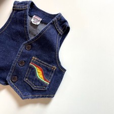 Vintage Jet Set Retro Denim Rainbow Vest 6-12m