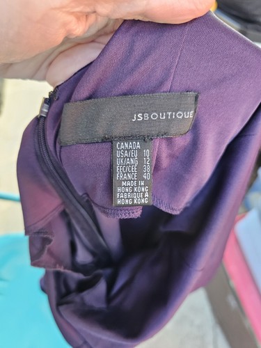 Women's JS Boutique Purple Velor Sleeveless Backless Dress Size 10 - Picture 7 of 7