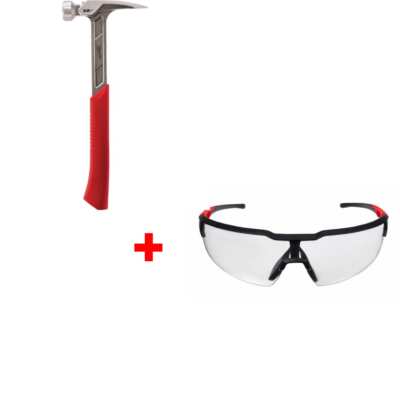 Milwaukee 48-22-9022 22oz Framing Hammer w/ 48-73-2010 Clear Safety Glasses