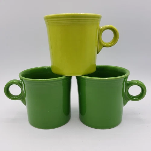 3 Fiesta HLC Coffee Mugs O Ring Green Chartreuse Fiestaware Cup Tea