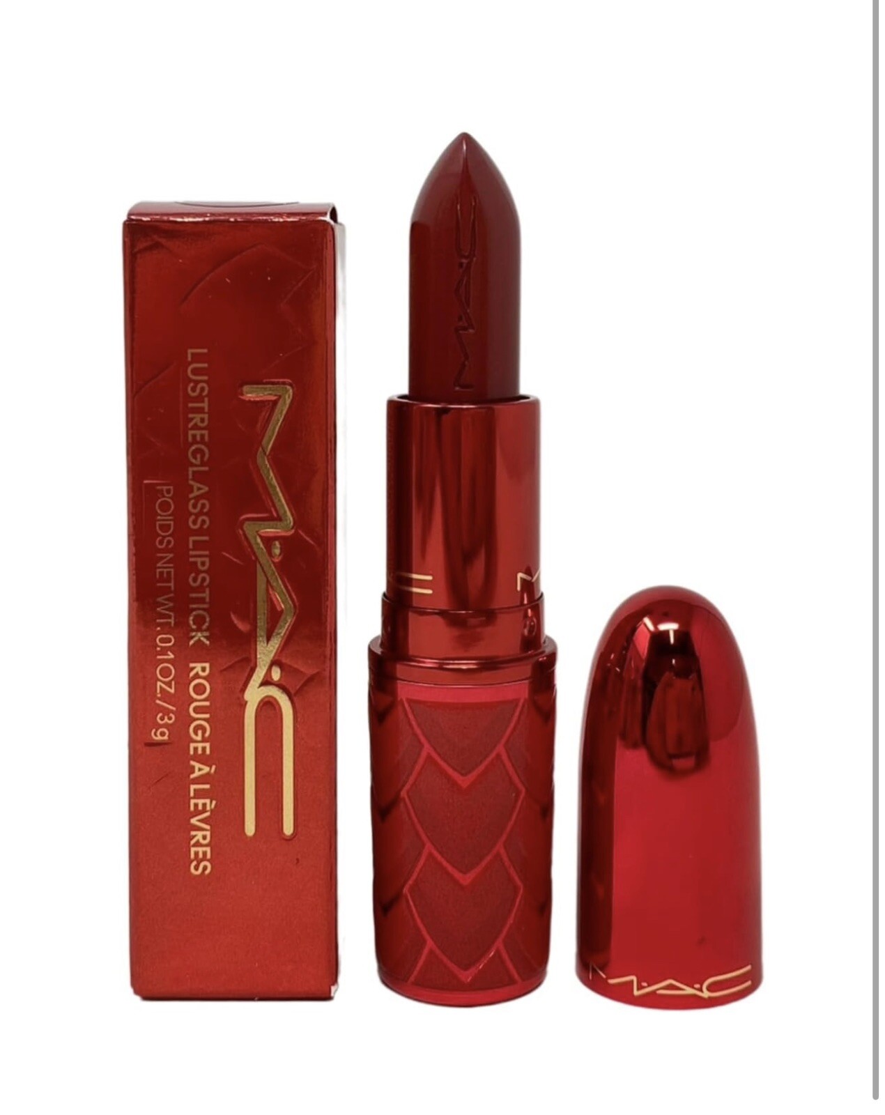 MAC Cosmetics Lovestruck Luck Lustreglass Lipstick Powerfully Potent (Deep Red)-image