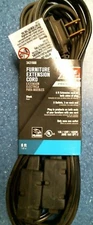 ACE 3431988 Furniture Extension Cord, 6', Black, FREE SHIPPING