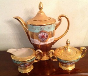 Lemieux 24k Gold Encrusted Coffee Tea Set Creamer Sugar W Lid Exc Cond Ebay