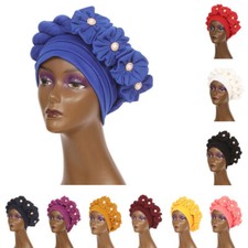 African Aso Oke Auto Gele Headtie Women Turban Hat Muslim Hijab Wrap Cap Bonnet