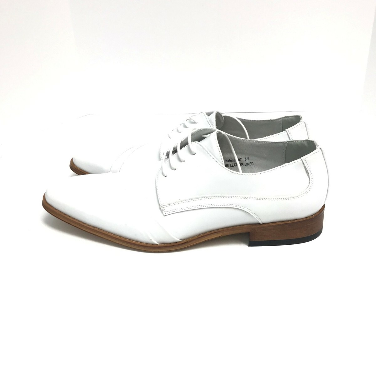 Amali Men\'s White Dress Shoes Double Folded Vamp Leather Lined Size 8.5 Men main image 3