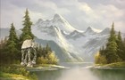 AT-AT walker mountains star wars fine art print poster thrift store painting