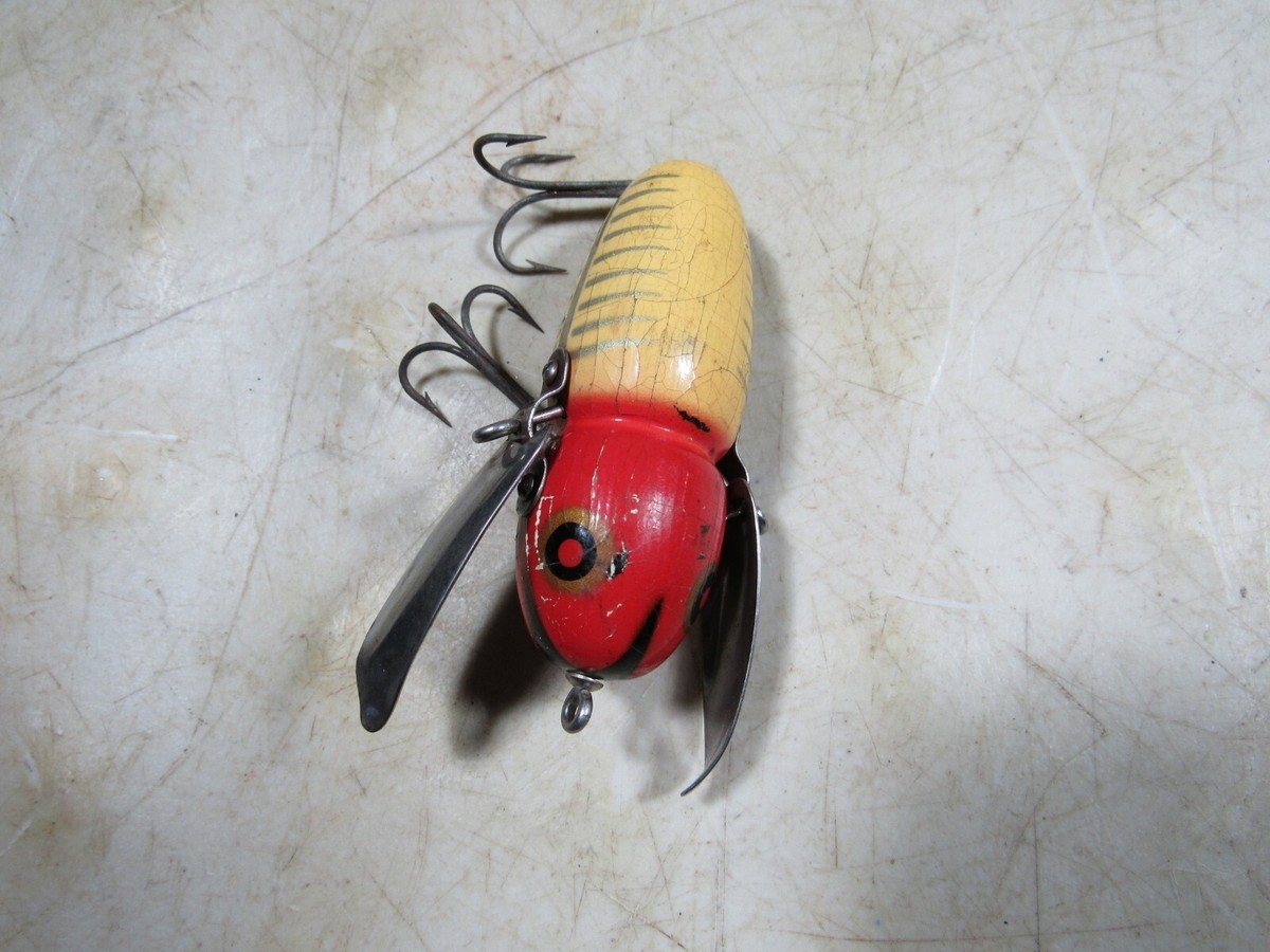 Vintage Heddon Crazy Crawler Wooden Fishing Lure