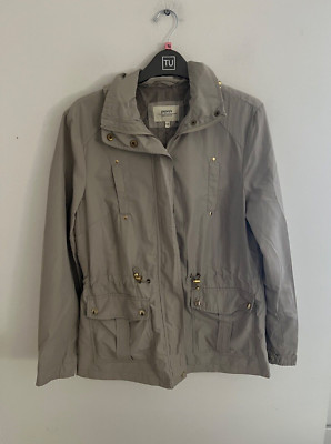 Damenjacke mit Kapuze. Gr. UK 12 Papaya Weekend, Matalan. Taupe. Durchgehender Reißverschluss.