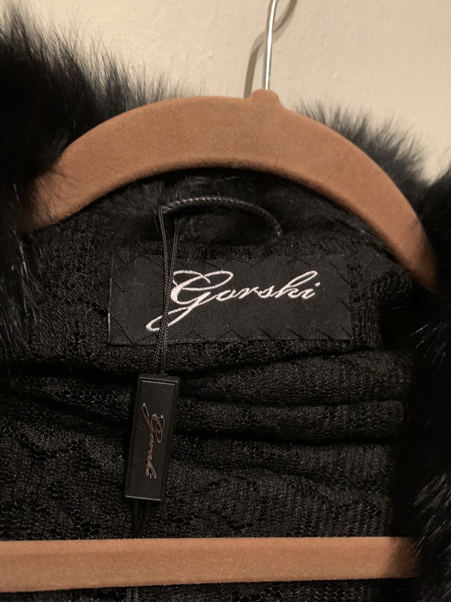 GORSKI FOX Fur Shawl Lace OS Black Neiman Marcus $2k NEW Layered
