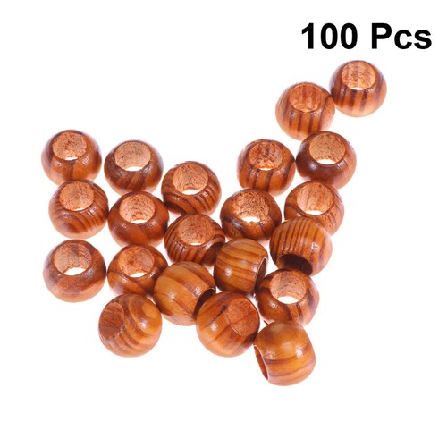 100 Pcs Wooden Bead Necklace Craft Supplies Large Hole Beads Pine Loose